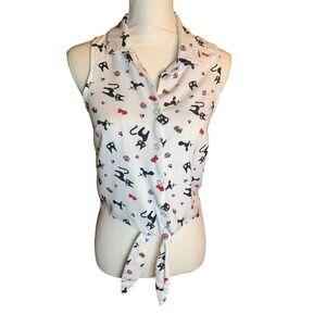 Her Universe Kikis Delivery Service Jiji Cat Tie Front Top White SM Kidcore